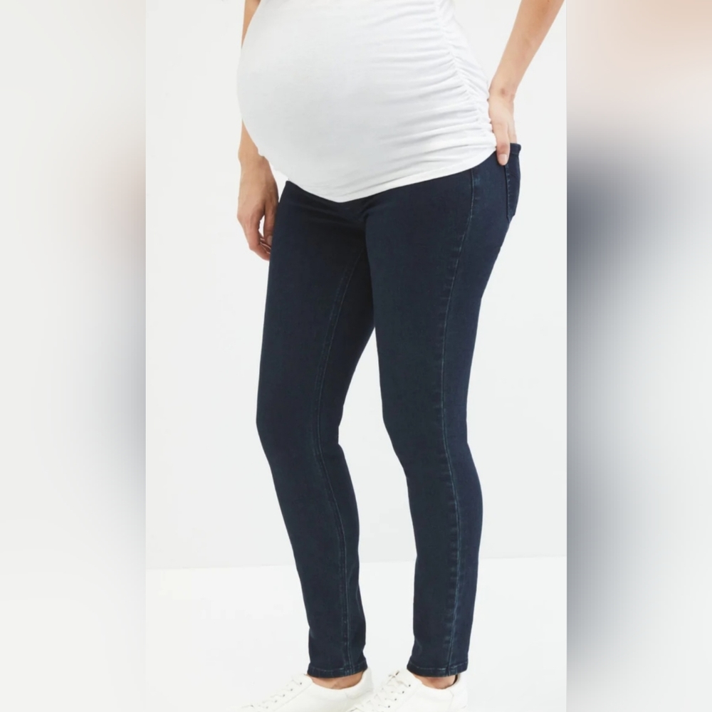 Motherhood Maternity Women's Indigo Blue Stretch Dynashape Belly Straight Jean - Picture 5 of 5